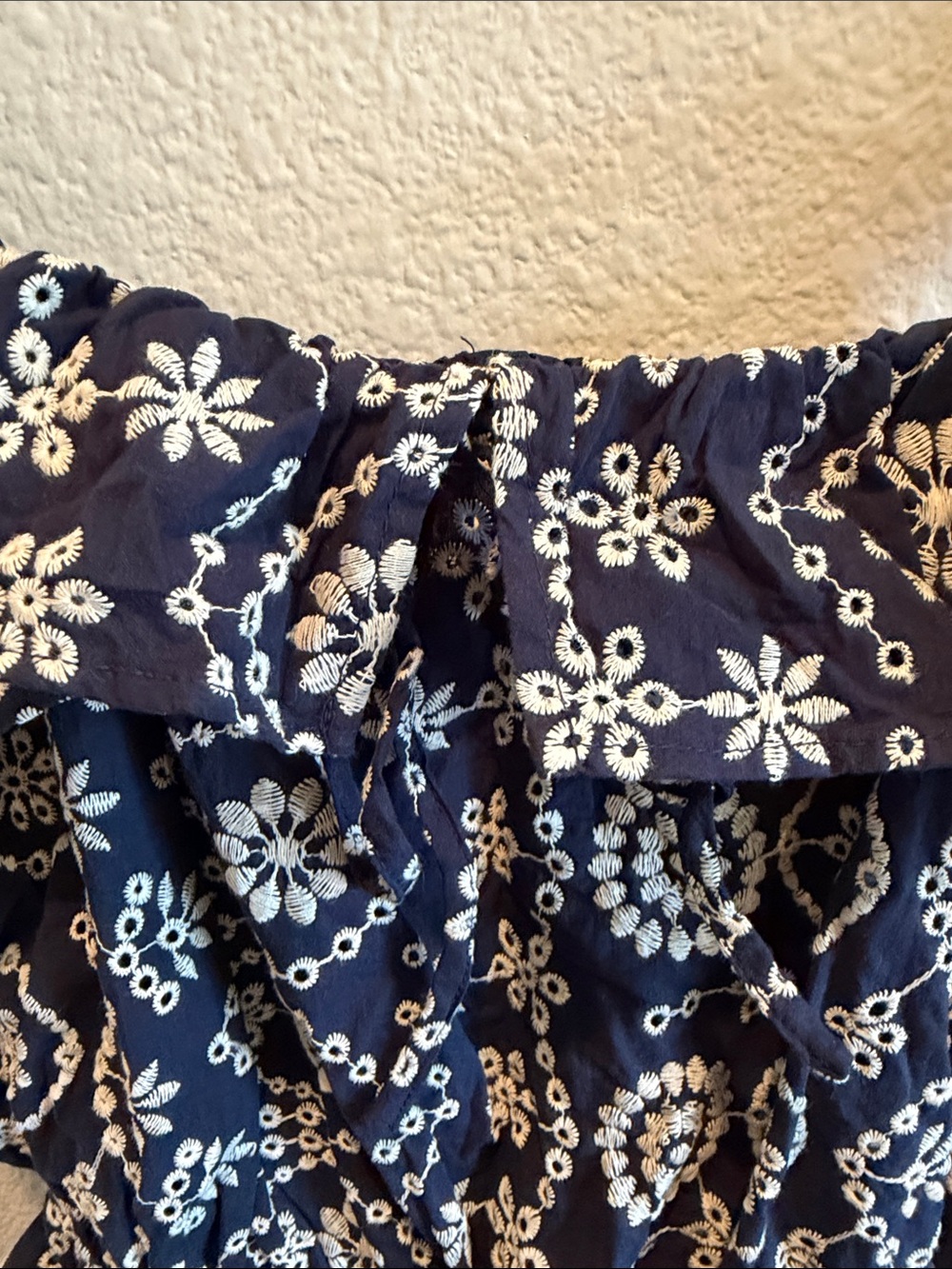 Navy Floral Embroidered Ruffle PeplumTank Top - Women - Picture 2 of 5